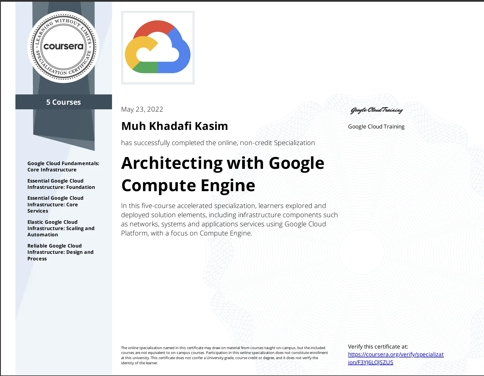 Architecting with Google Compute Engine Specialization